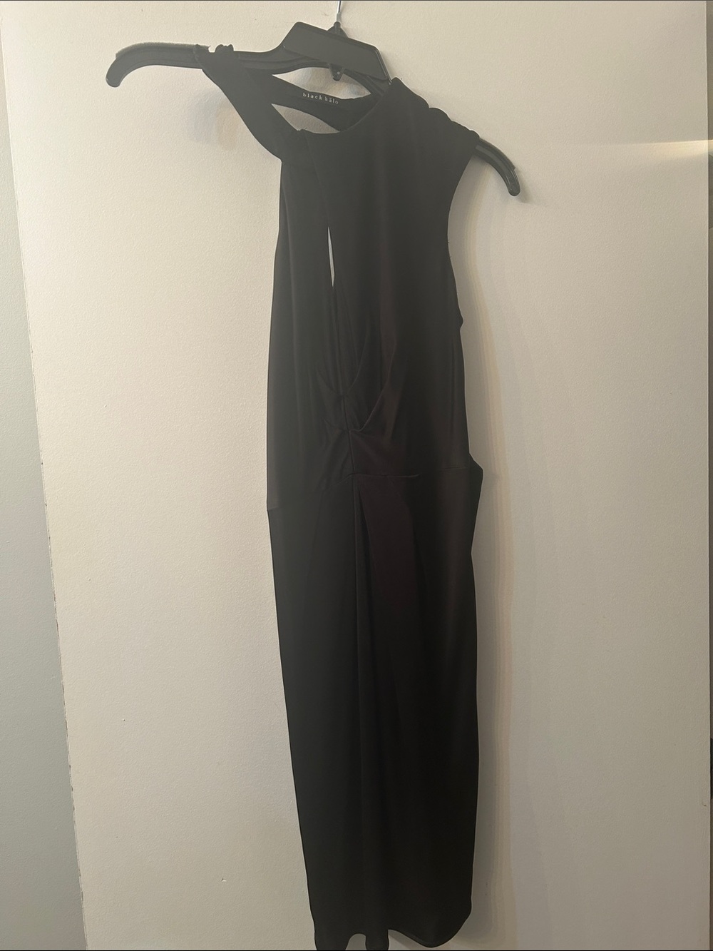 Black Halo Black One-Shoulder Midi Dress with Belt